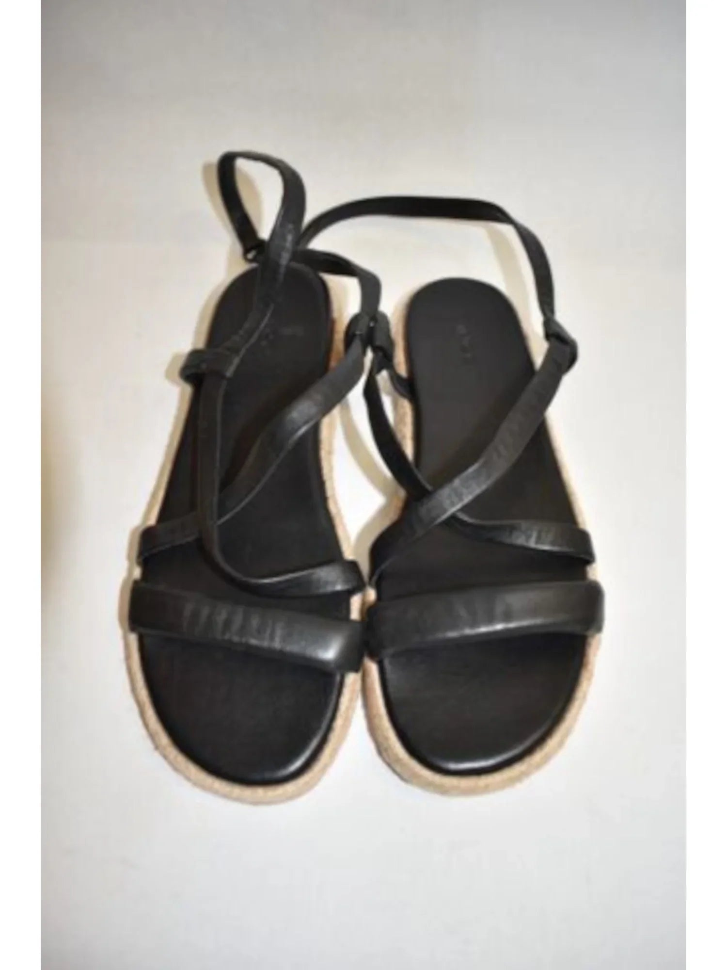 . Womens Black Strappy Ankle Strap Adjustable Smith Round Toe Espadrille Shoes 9