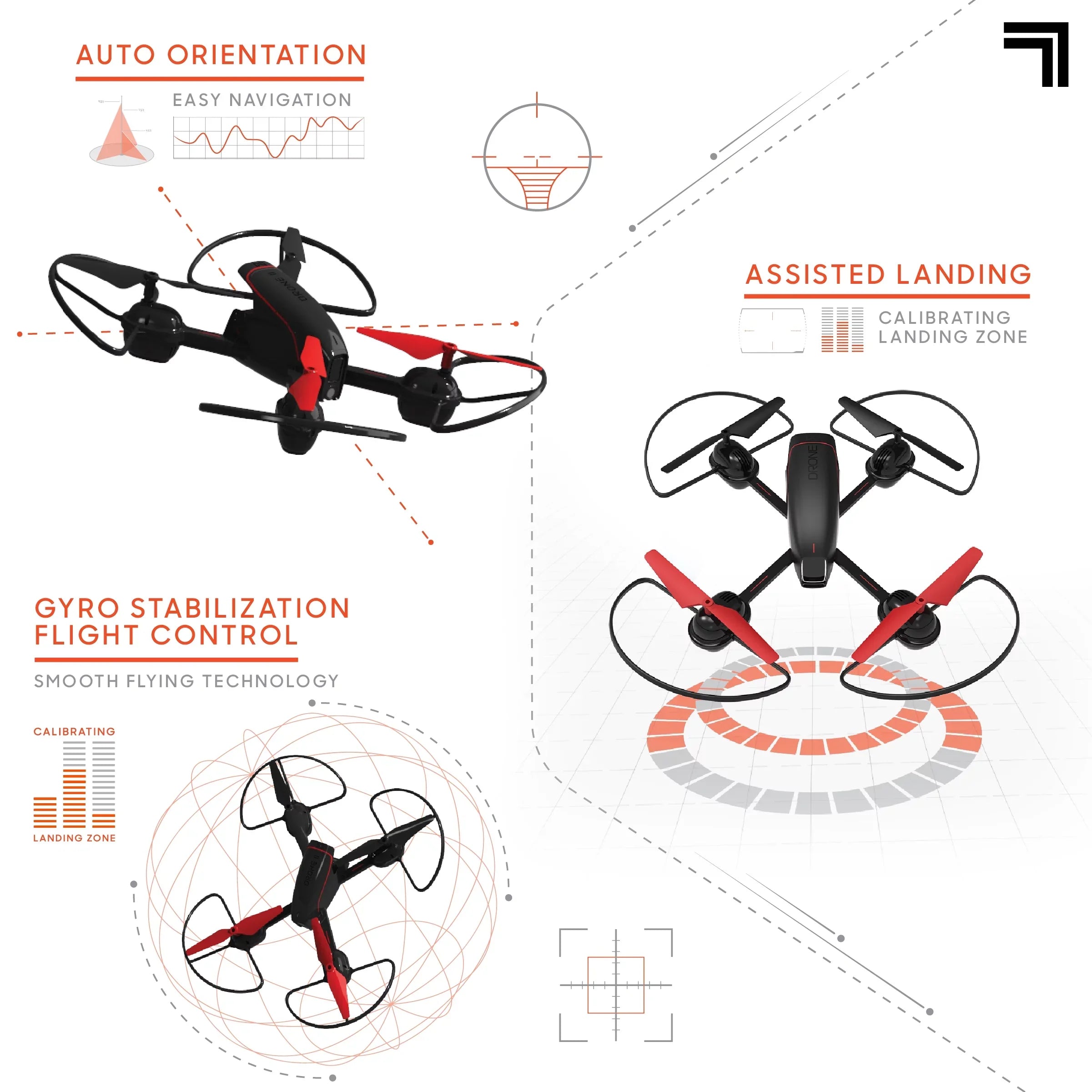 2.4GHz  Mach 10inch Drone with Stream Camera, Remote Controlled Quadcopter with Assisted Landing, Wireless and Rechargeable