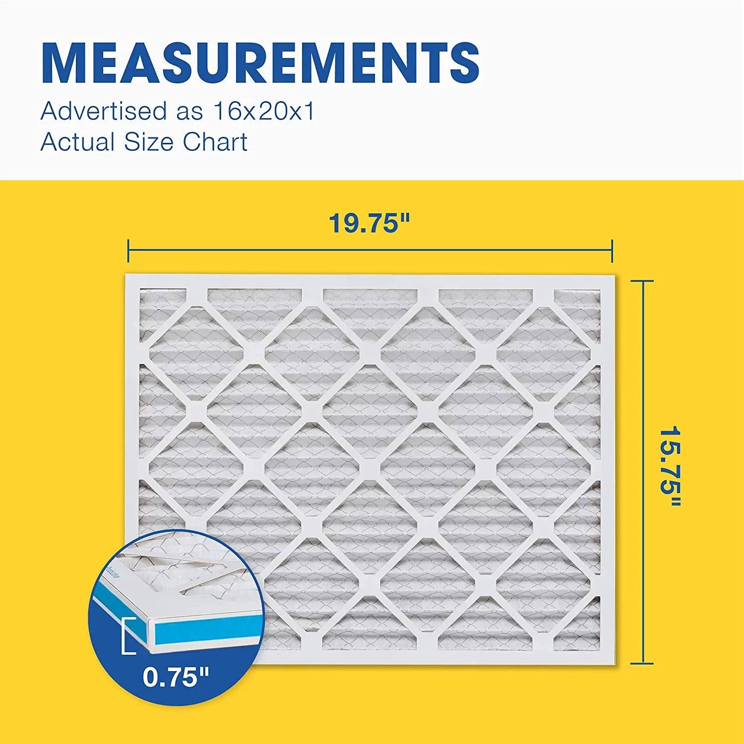 Aerostar 16x20x1  11 Pleated Air Filter,  Furnace Air Filter, 6 Pack