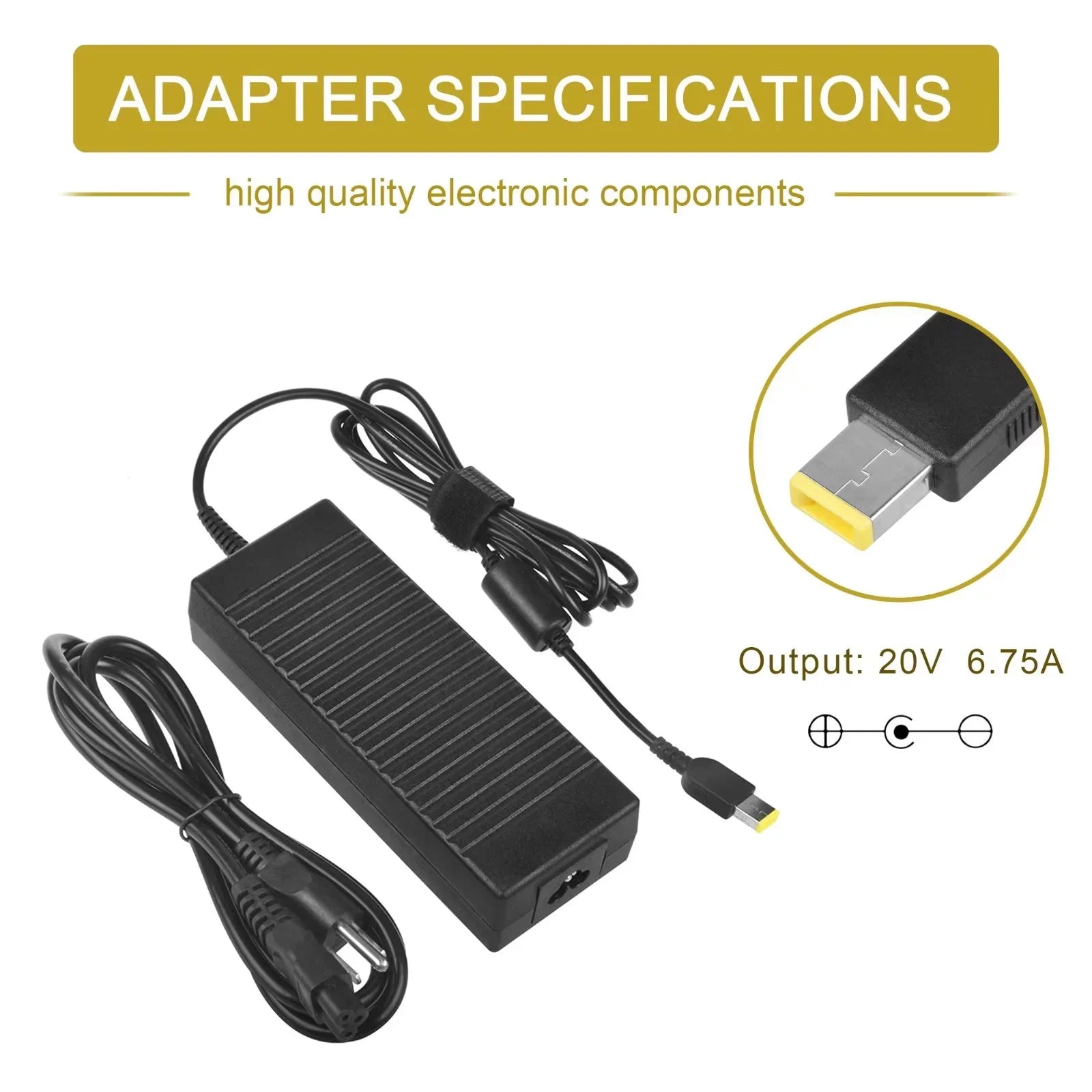 '-Geek 135W  Adapter Charger Power Cord for Lenovo Ideapad -70 -70 Supply Cord