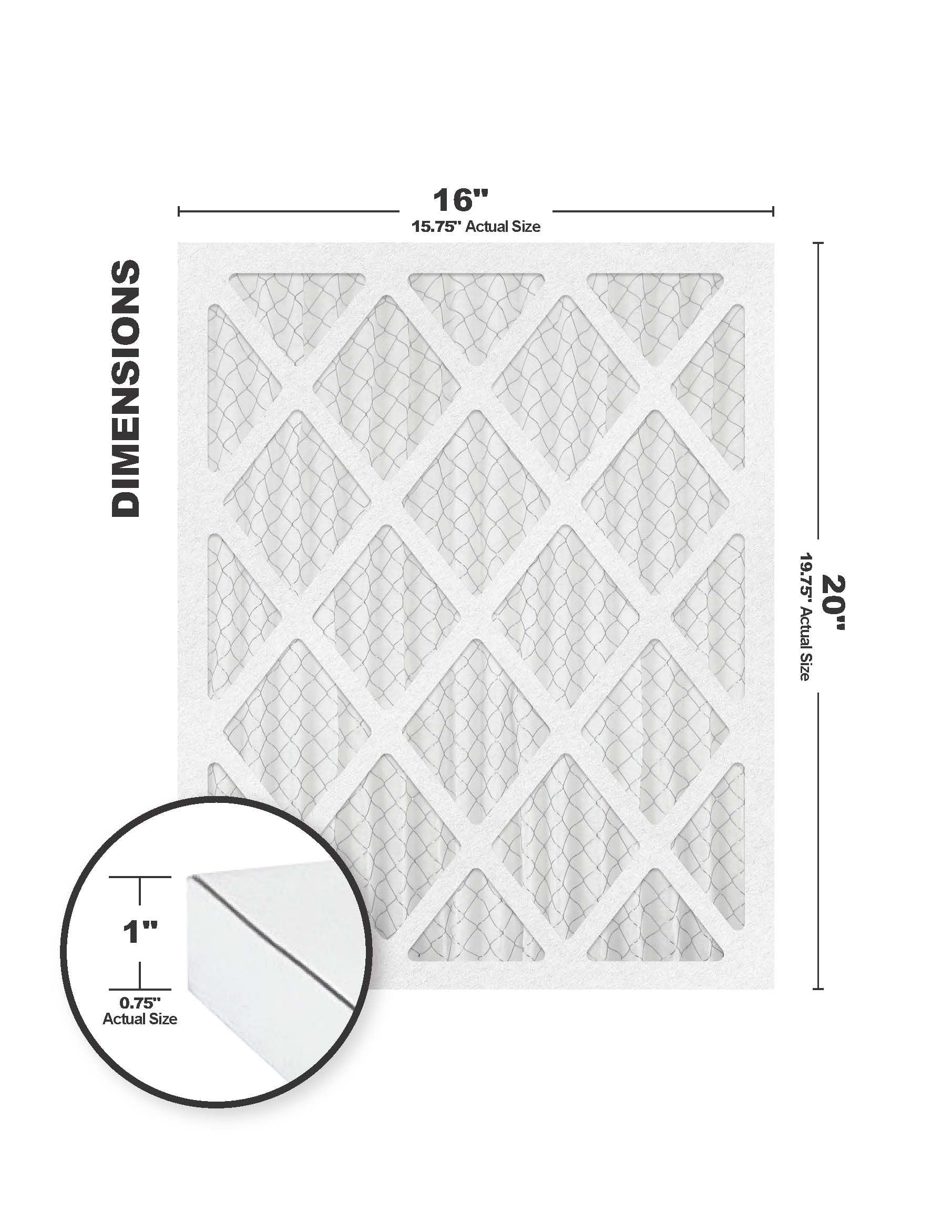 16x20x1  8 Air Filter/Furnace Filters (4 Pack)