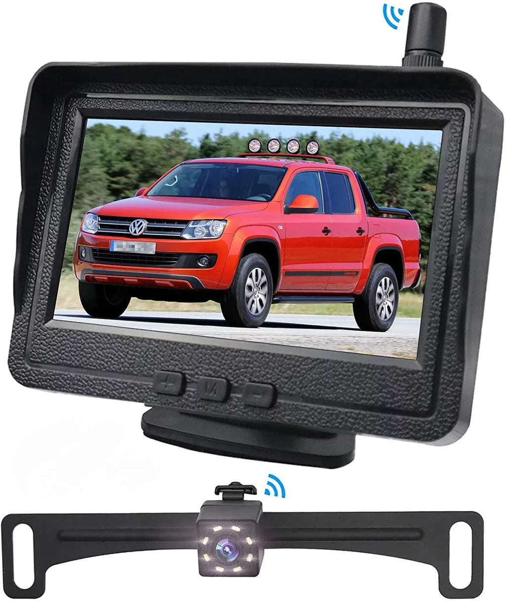 '-Qtech Wireless Backup Camera for Car, Waterproof Night Vision 170 Rear View Camera with 4.3""  Monitor for Truck,