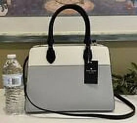 Kate Spade Madison Medium Platinum Grey Colorblock Leather Satchel Bag Purse