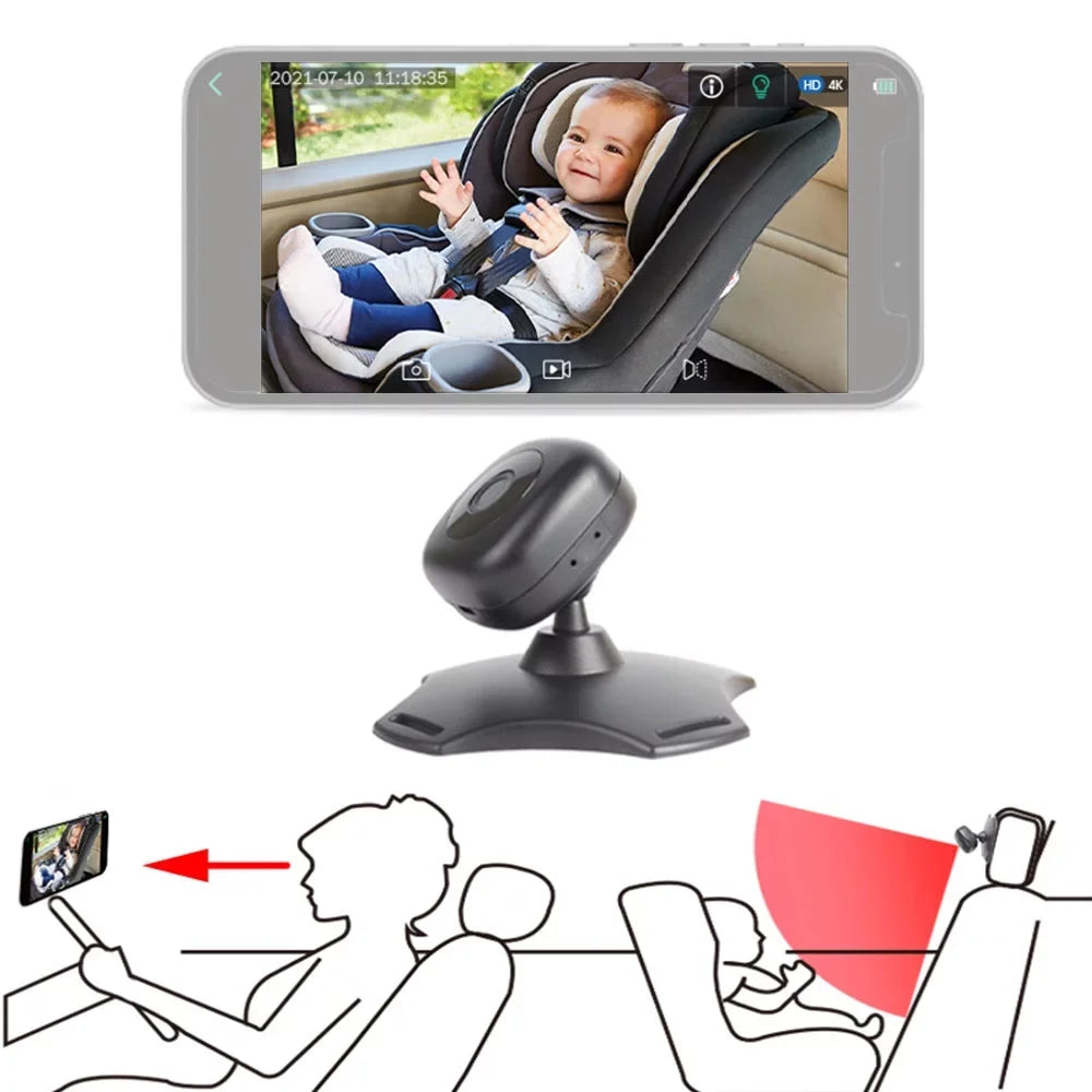 Tomshoo WiFi Baby Car Monitor Camera, 360° Rotation Night Vision  Powered Baby Car Mirror