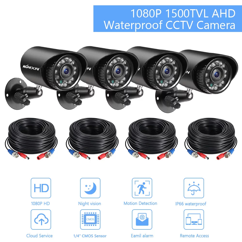 2.0MP 1080P  Security Analog Camera with 4pcs 1080P, Infrared Night Vision, Motion Detection, Outdoor Waterproof  Surveillance Camera  System