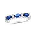 Louis Creations  1.05  Diamond & Sapphire Band, 14K White Gold - Size 8.5