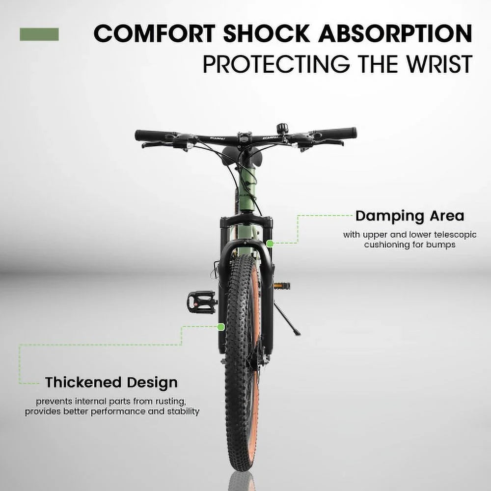 Ecarpat Mountain Bike 24 Inch Wheels, 21-Speed Mens Womens Trail Commuter City Mountain Bike, Carbon steel Frame Disc Brakes Thumb Shifter Front Fork Bicycles