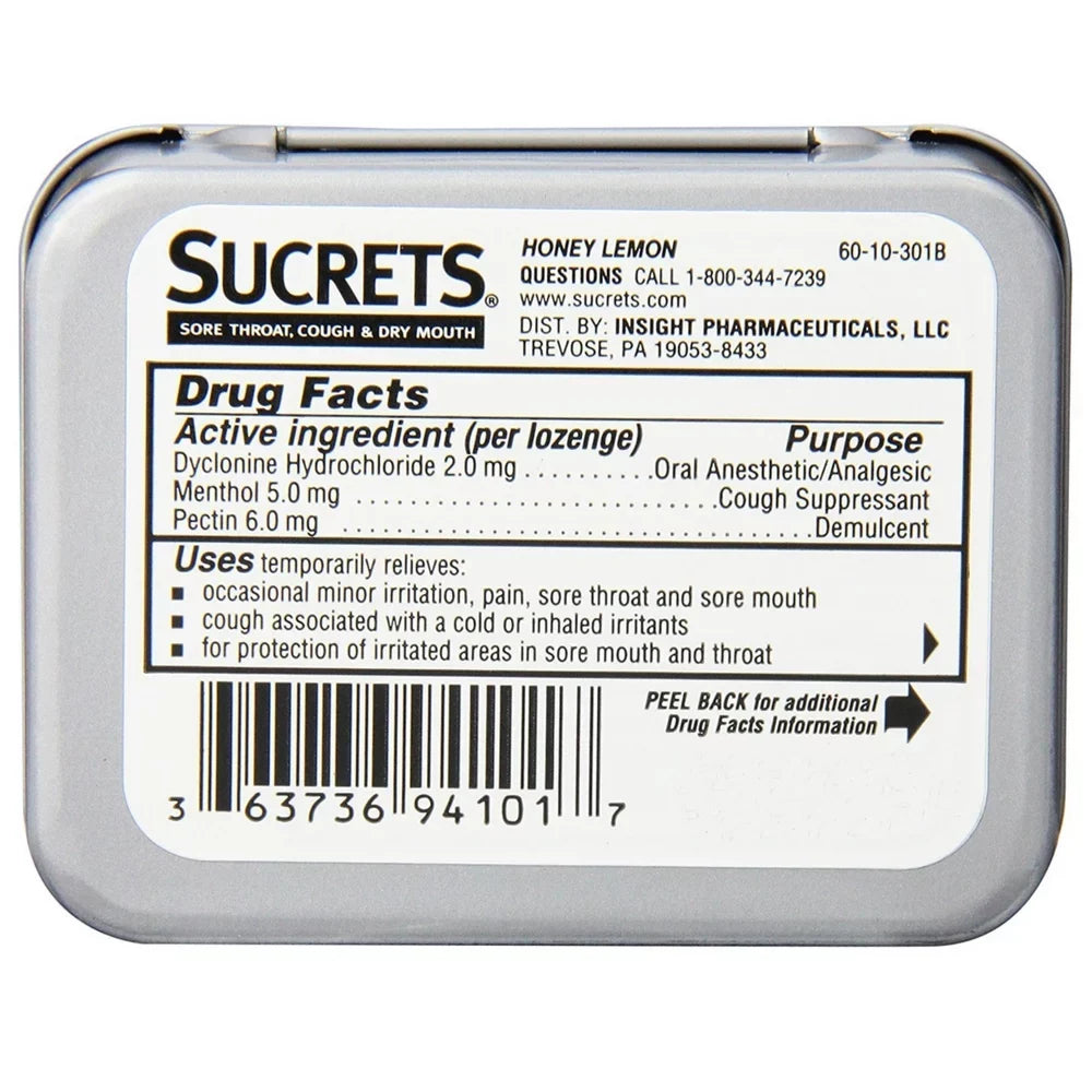 Sucrets Medicated Honey Lemon Lozenges Oral Anesthetic, 18 Ct, 6 Pack
