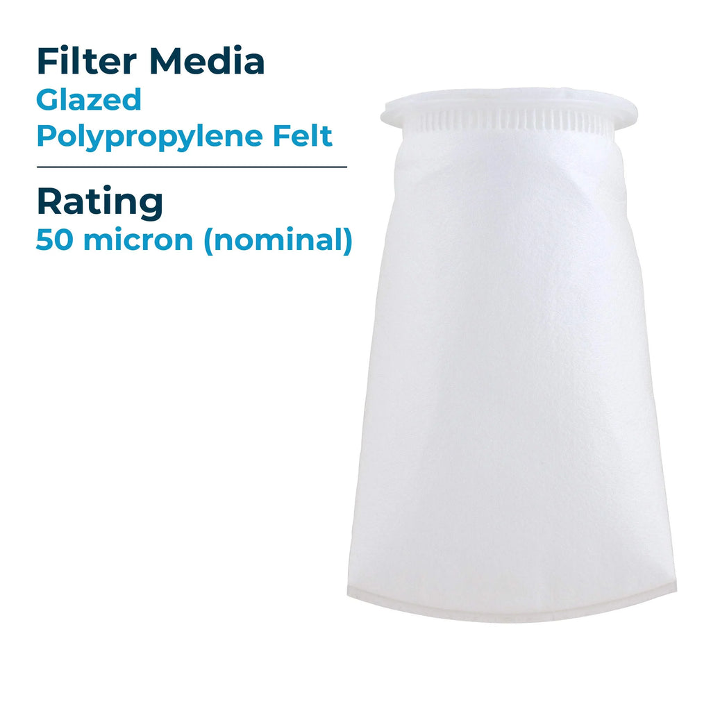 SpiroPure --410-50 50 Micron #3 (10”) Glazed Polypropylene Felt Liquid Bag Filter -410-50 155391-03 (Case of 40)