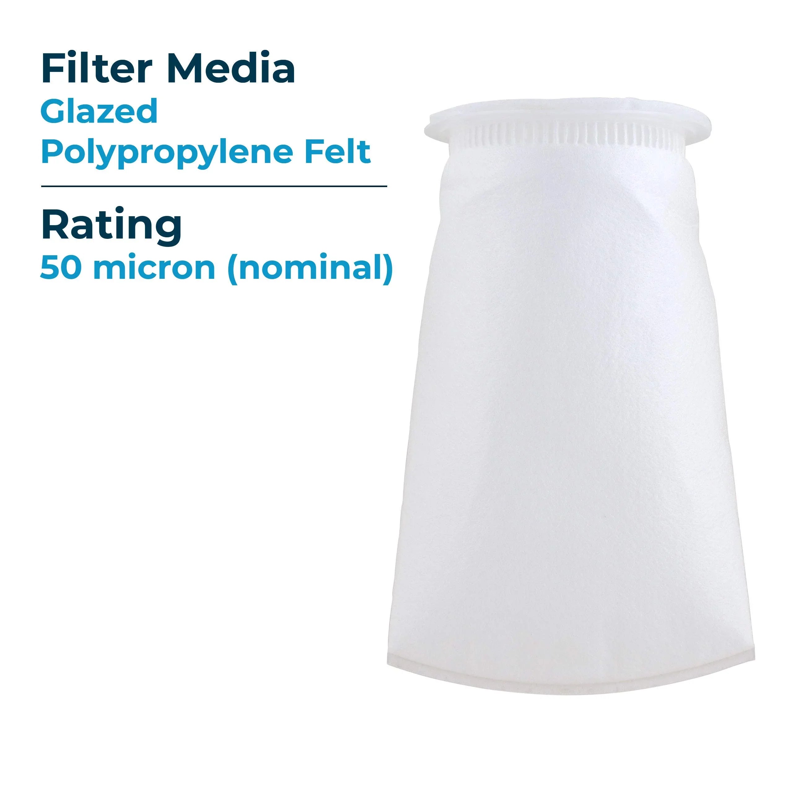 SpiroPure --410-50 50 Micron #3 (10”) Glazed Polypropylene Felt Liquid Bag Filter -410-50 155391-03 (Case of 40)