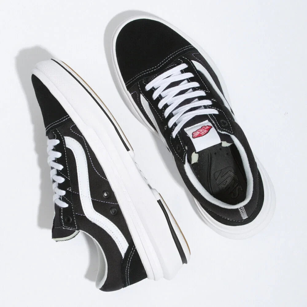 Vans Old Skool Overt   Unisex Black & White Canvas Skate Shoes  (5)