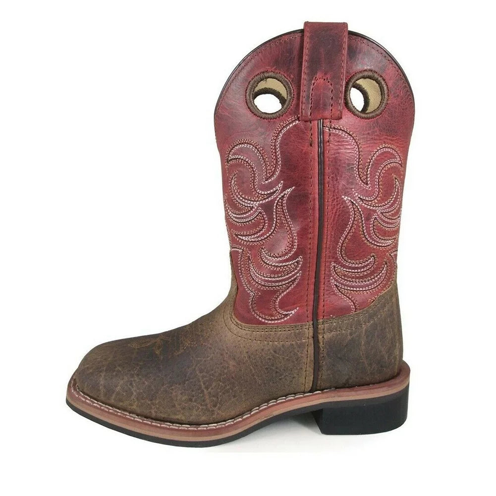 Smoky Mountain Boys' Jesse Western Boot Broad Square Toe Brown 13 ()