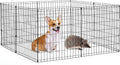 Bestpet Playpen Dog Fence, Exercise Pen Metal Wire Portable Crate Kennel Cage for Small Pet (Dog, Cat, Rabbit) Black, 24 Inches