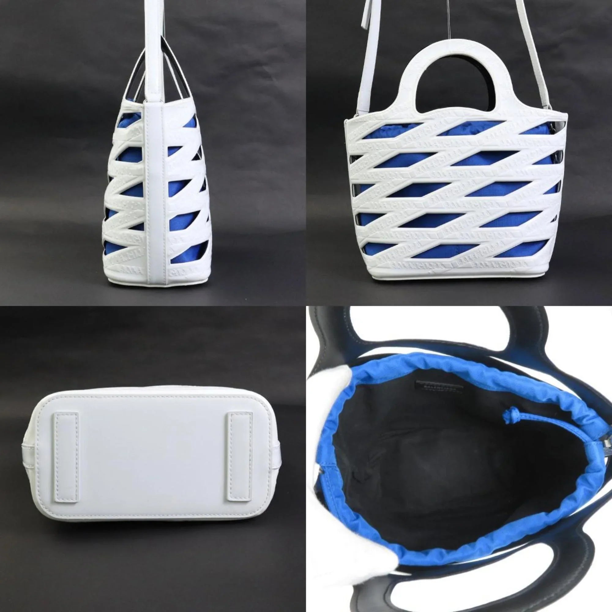 Pre-Owned Balenciaga  handbag diagonal shoulder bag patent leather white ladies 630708 (Good)