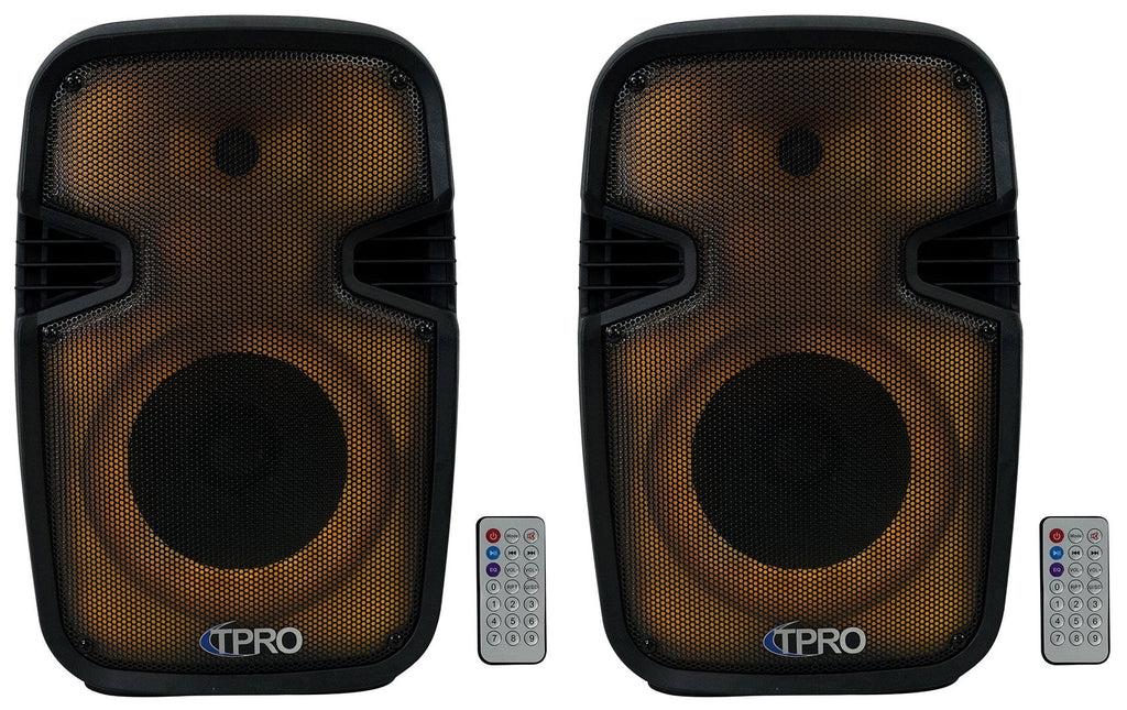 (2) Technical Pro  Portable 8" Bluetooth  Party Speakers+Wireless Link