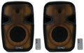 (2) Technical Pro  Portable 8" Bluetooth  Party Speakers+Wireless Link