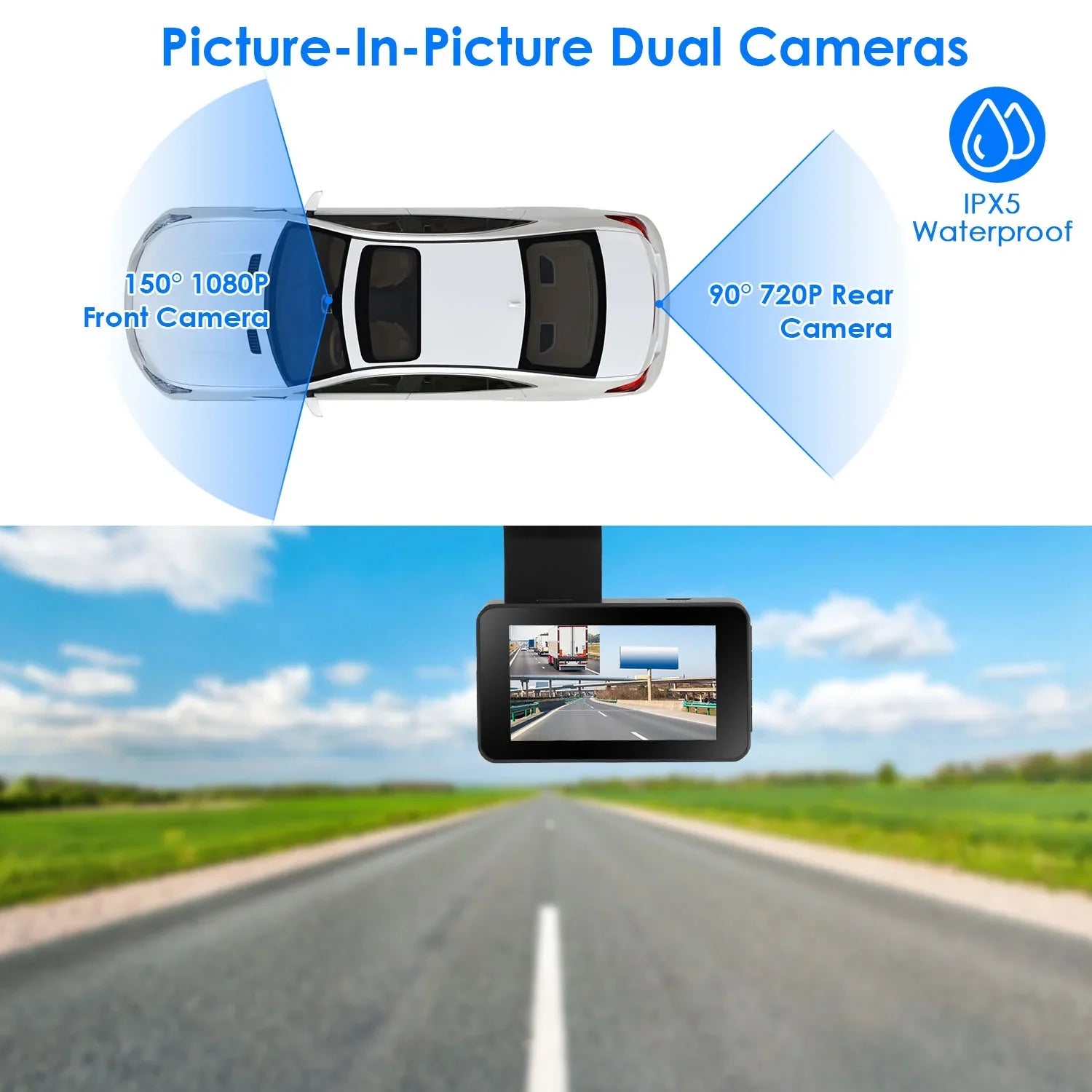 1080P Dual Lens Dash Cam, iMounTEK Universal Vehicle Driving Recorder, Car  with WiFi  -Sensor  Control Motion Detection Parking Monitor Night Vision
