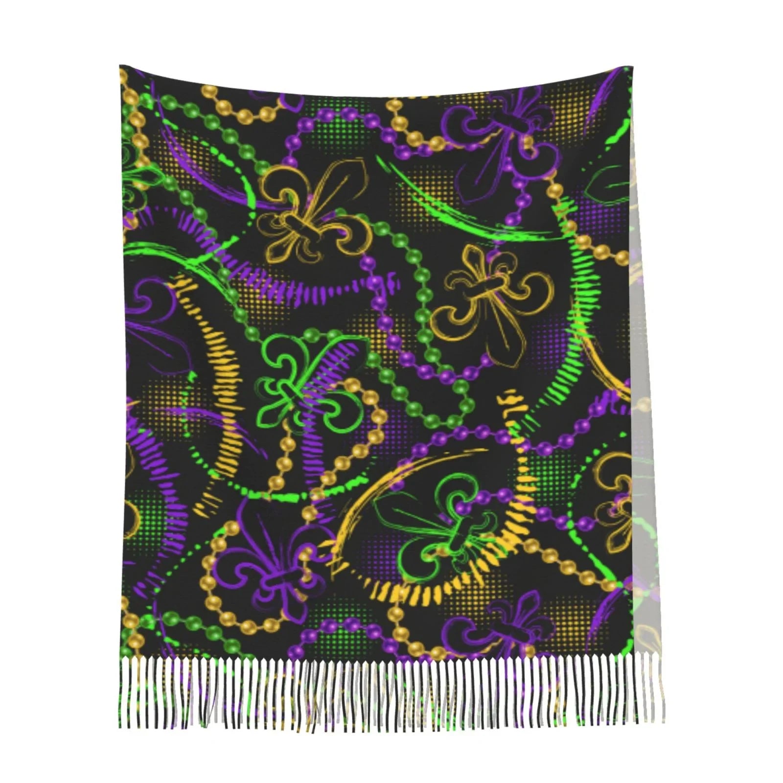 Bingfone Soft Cashmere Feel Scarf For Women Elegant Art Print Winter Warm Scarves Large Shawl Wrap Gifts- Neon Mardi Gras