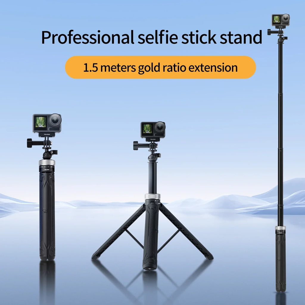 360° Rotation 1.5M Selfie Stick Foldable Tripod For GoPro Hero 12 11 10 9 8 7 6 5 Insta360  Osmo Action Selfie Stick