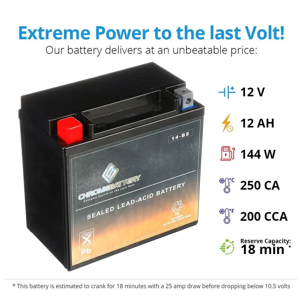 Chrome Battery Ytx14-Bs Motorcycle Battery for Suzuki 1000Cc Dl1000 -Strom, Adventure, 2009