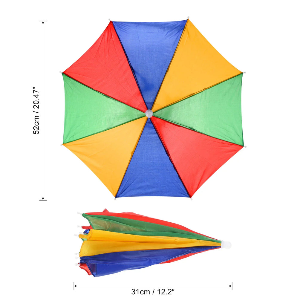 Uxcell 20" Fishing Umbrella Hat Folding Sun Rain Cap Head Umbrella Watermelon Color 4 Pack