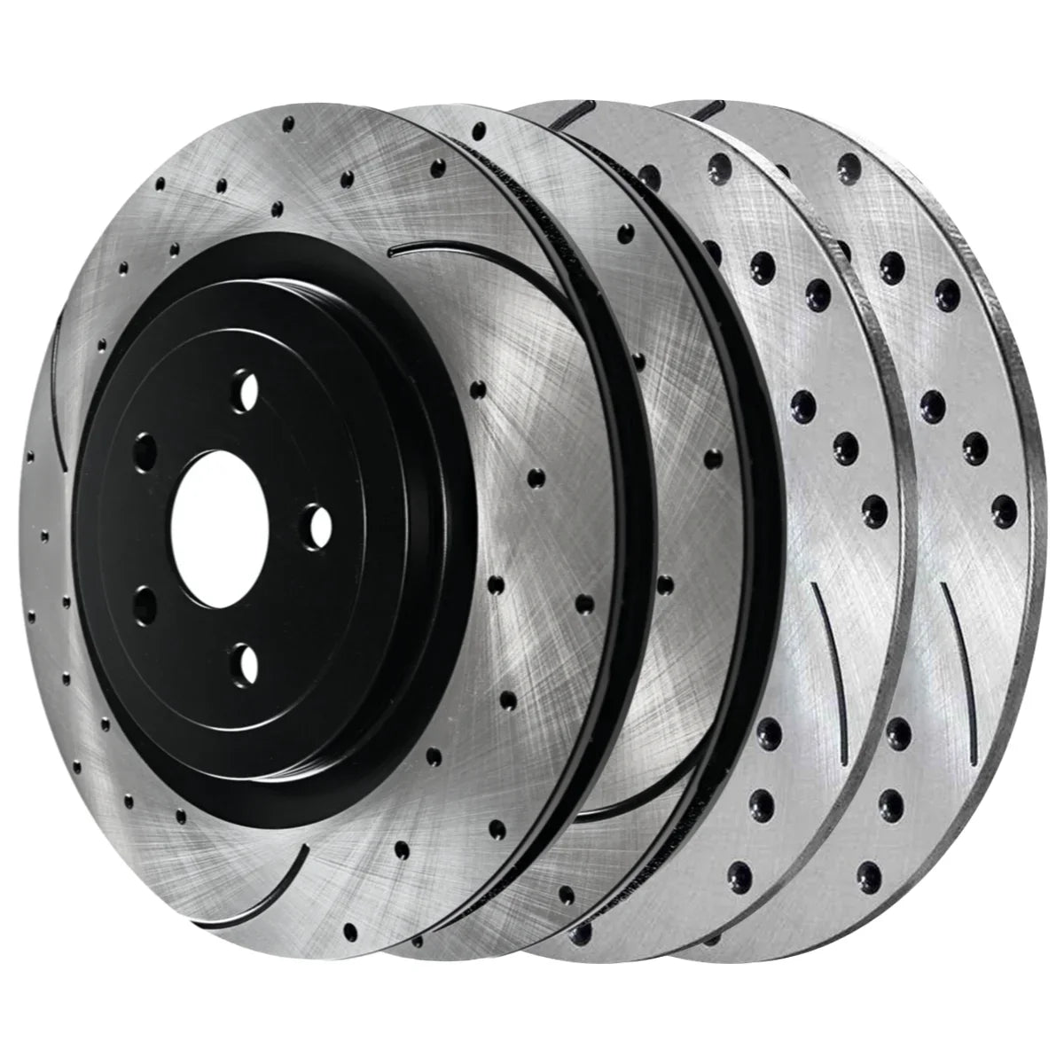 AutoShack Front and Rear Drilled Slotted Brake Rotors Black Set of 4 Replacement for 2012 2013 2014 Chrysler 200 2008-2009 Dodge Caliber 2012-2014 Avenger 2.4L 3.6L
