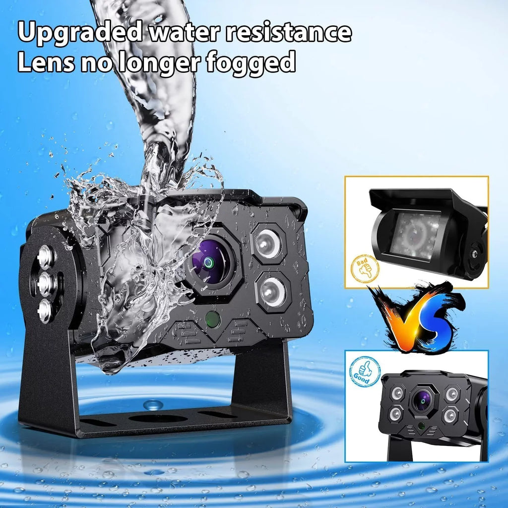 eRapta Backup Camera System Kit 7" Monitor for Car  Truck Trailer Tractor 5th Wheel Split Screen 1080P Back up Reversing Parking System Night Vision Rear and Side Wired Camera