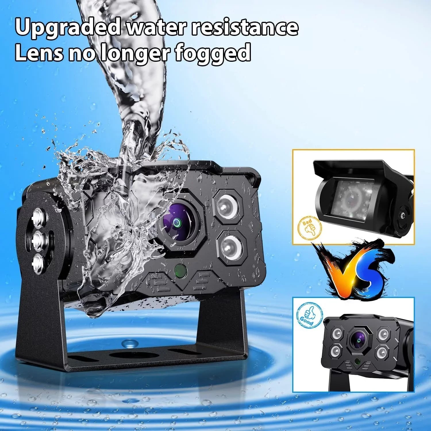 eRapta Backup Camera System Kit 7" Monitor for Car  Truck Trailer Tractor 5th Wheel Split Screen 1080P Back up Reversing Parking System Night Vision Rear and Side Wired Camera