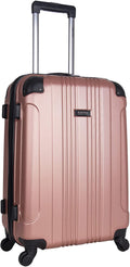 Kenneth Cole  Out Of Bounds Lightweight Durable Hardshell 4-Wheel Spinner Cabin Size Travel Suitcase, Rose Gold, 24-Inch Checked
