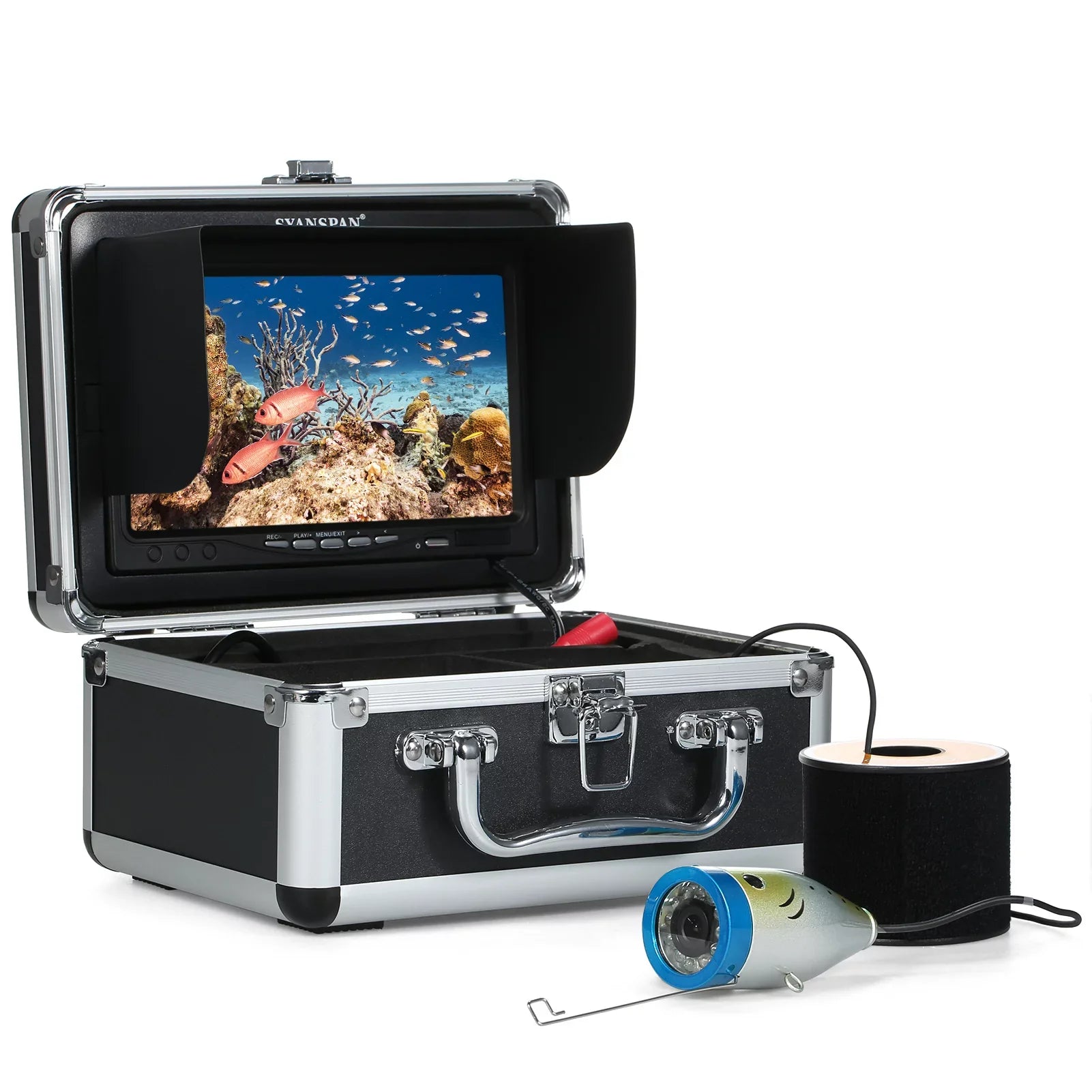 moobody Underwater Fishing Camera Fish Finder with 12LEDs 7Inch/9Inch  Display 15M/30M/50M Cable  Waterproof for Sea Lake Boat Ice Fishing