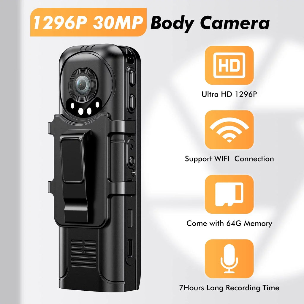 Losfom  WiFi Body Camera, 1296P Body Worn Camera with Audio and Video Recording (Only Camera)