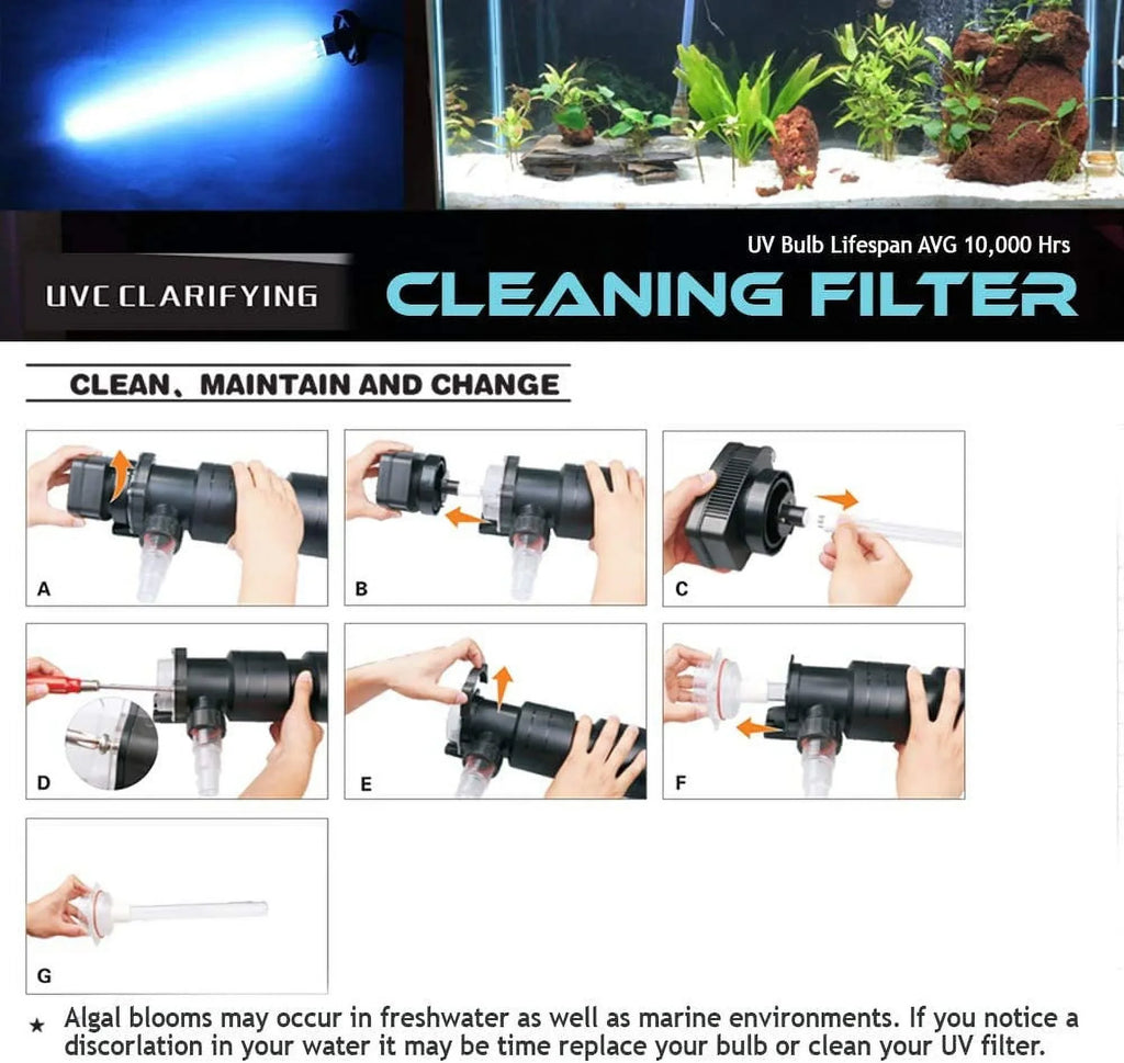 55W Non-Submersible  Ultraviolet 27" Light Clarifier Lamp Filter For Aquarium Koi Pond Fish