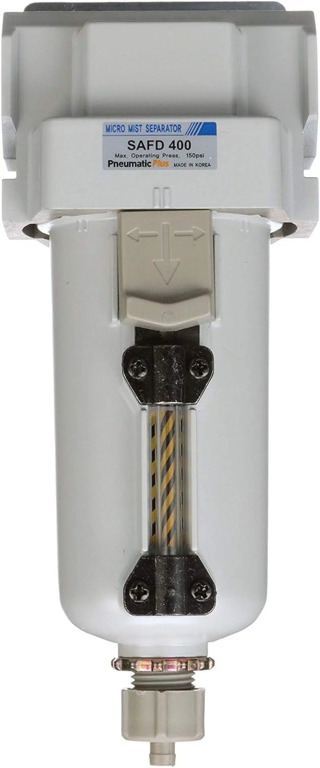 Compressed Air Coalescing Filter, 0.01 Micron 1/2"  - Metal Bowl, Manual Drain, Bracket