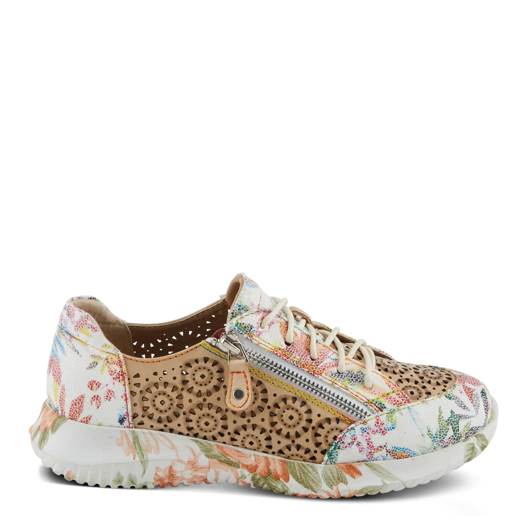 'Artiste Women's Jazzie Lace-Up Fashion Sneaker with Flowers Beige Multi  38/7.5-8