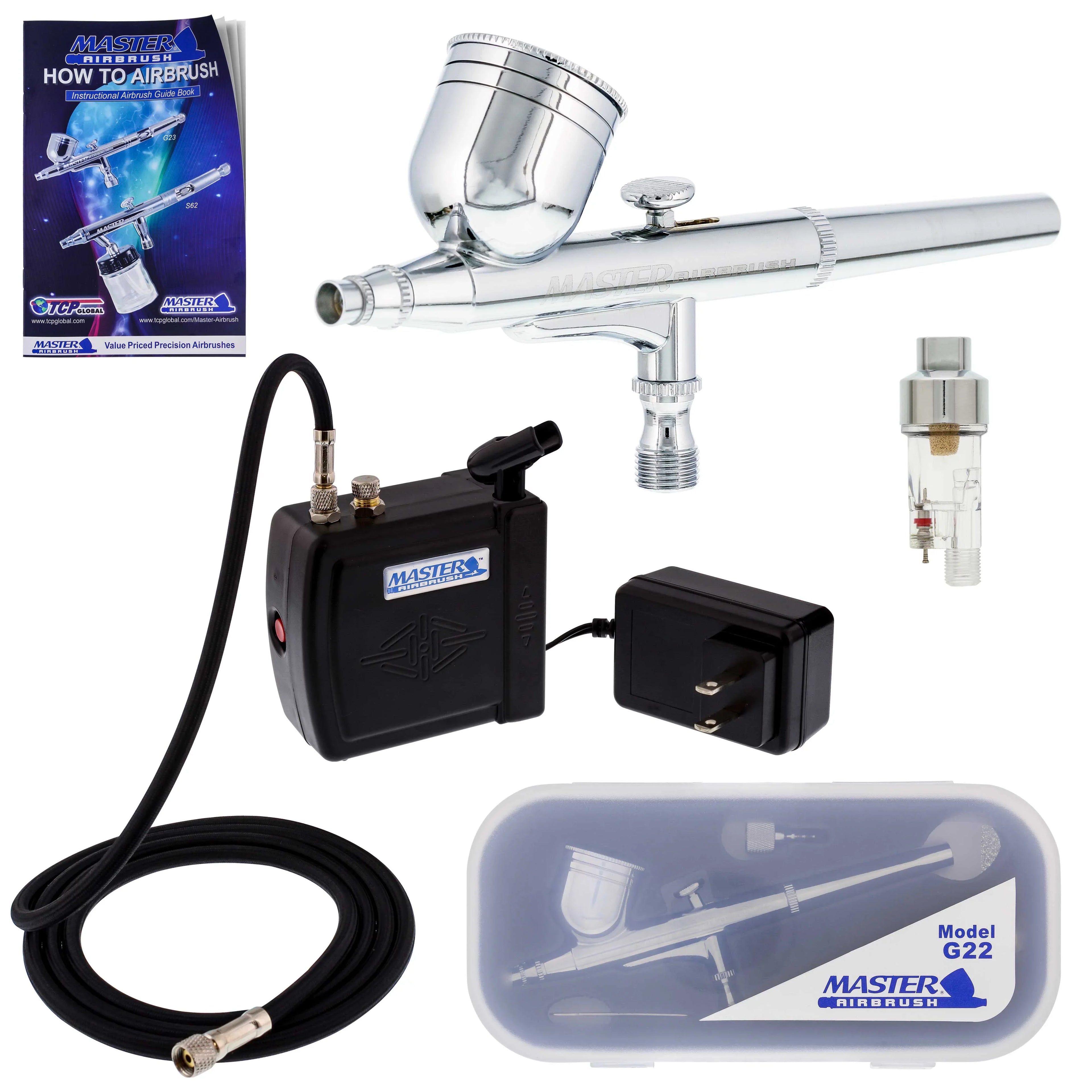 Gravity Dual-Action Airbrush Set & Compressor Kit Air Filter Hobby Cake  Shirt