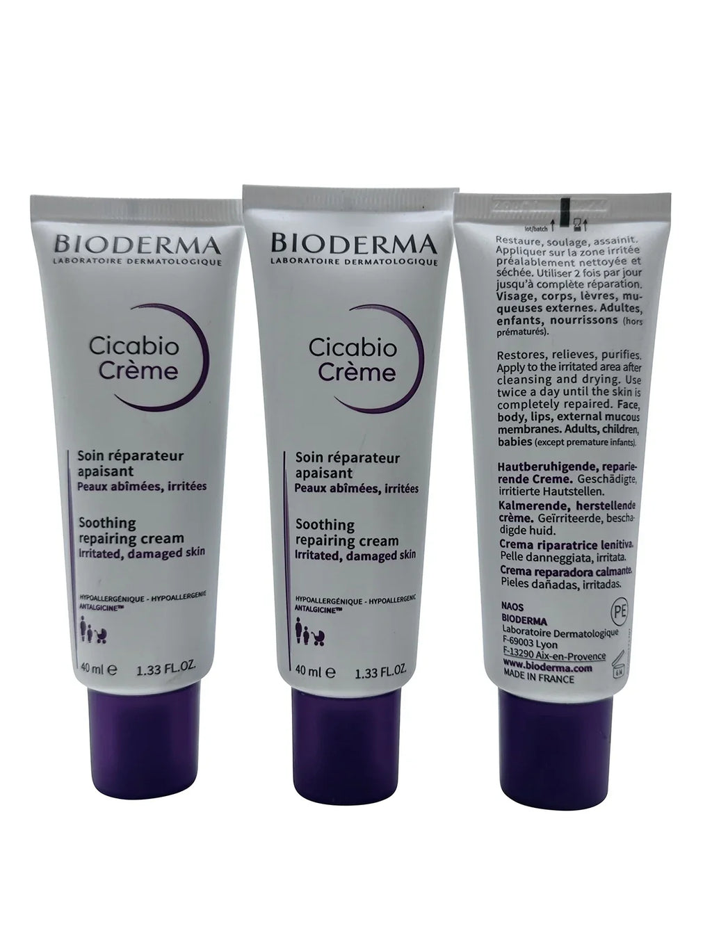 Bioderma Cicabo Cream Soothing Repairing Cream Irritated & Damaged Skin 1.33 oz Set of 3