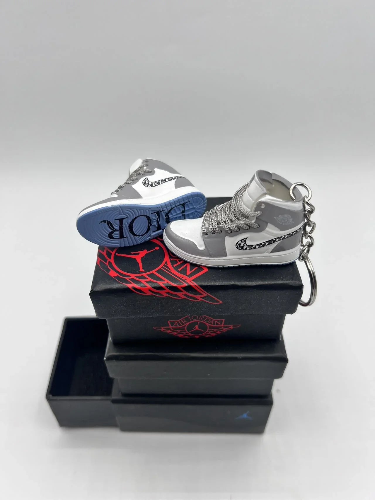 Pair Of   Jordan 3D Mini Sneaker Keychain Perfect for Nike and Dior Enthusiasts/ With Shoe Box