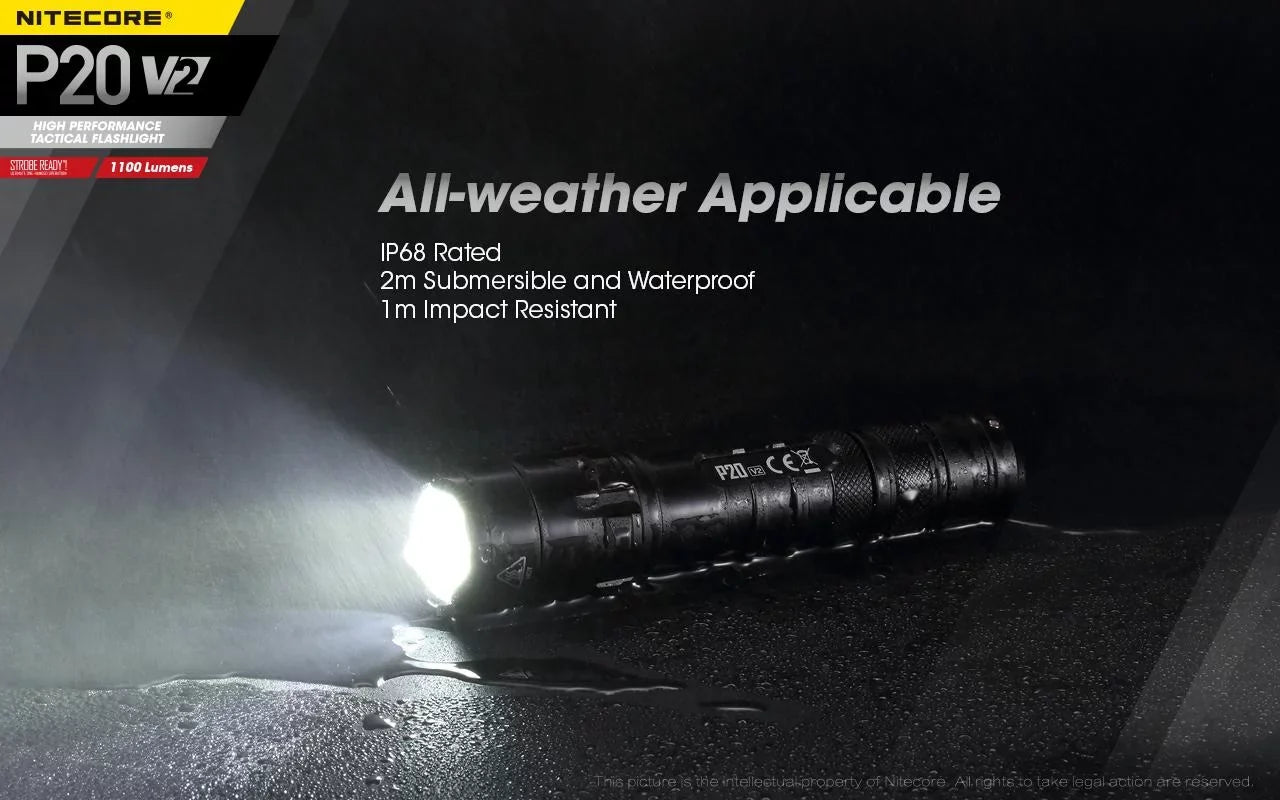 Combo: Nitecore   Tactical  Flashlight -  -  - 1100 Lumens w/ Battery +Free Eco-Sensa  Cord