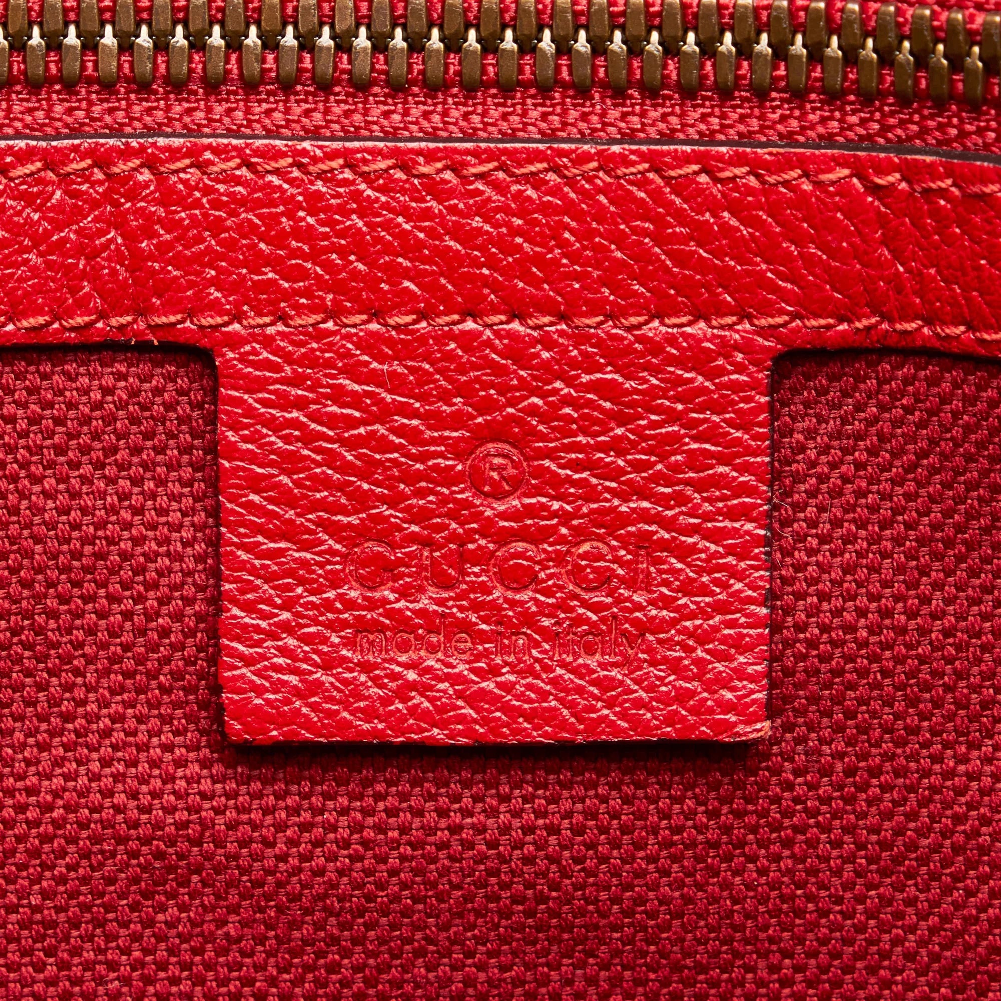 Pre-Owned Authenticated Gucci Sylvie Baiadera Tote Canvas Fabric Red Tote Bag Women (Good)