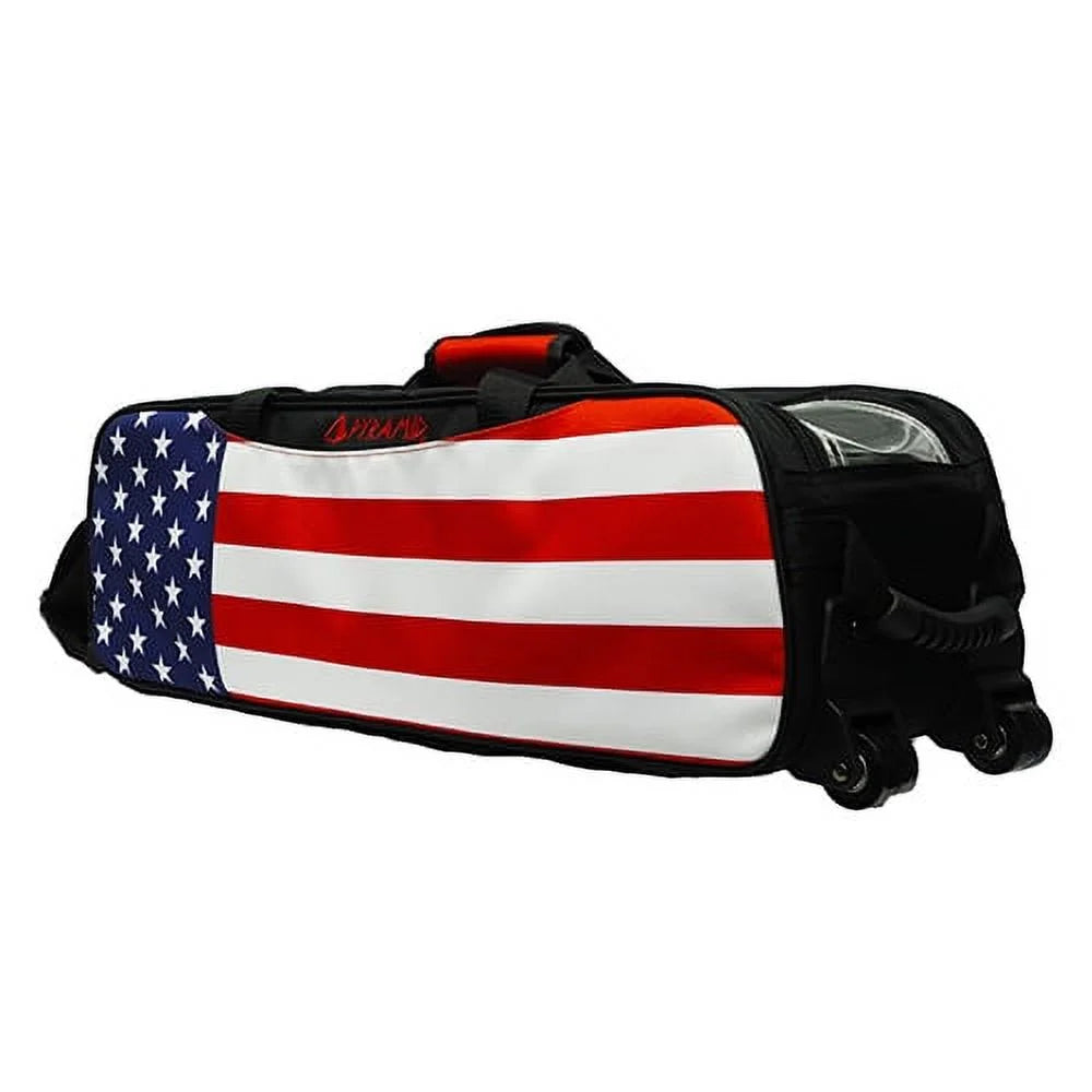 Pyramid Path Triple Tote Roller Clear Top Bowling Bag With 2 Built-In Side Accessory Pouches - Lightweight and Designed for Travel