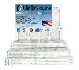 Glasfloss 24x28x1 -  10 -Qty:12 - Furnace Air Filter - Made in  (Actual Size: 23.5 x 27.5x7/8 inch)