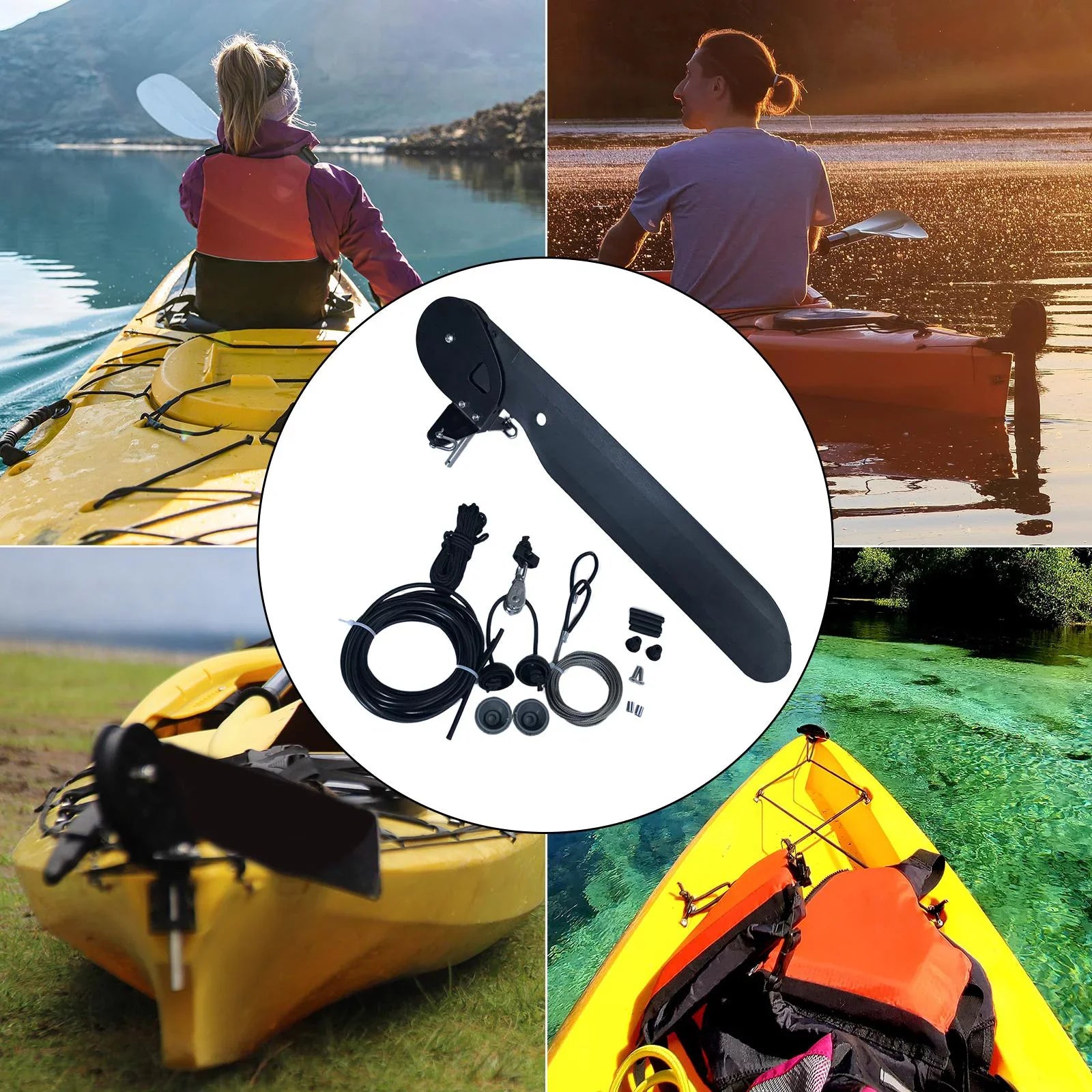 Kayak Rudder, Fishing Watercraft Canoe Nylon Boat Rudder Replacement Parts Foot Control Steering System for Kayak Accessories