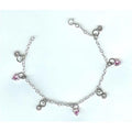 Designer Jewelry  Sterling Silver & Pink  Charm Bracelet
