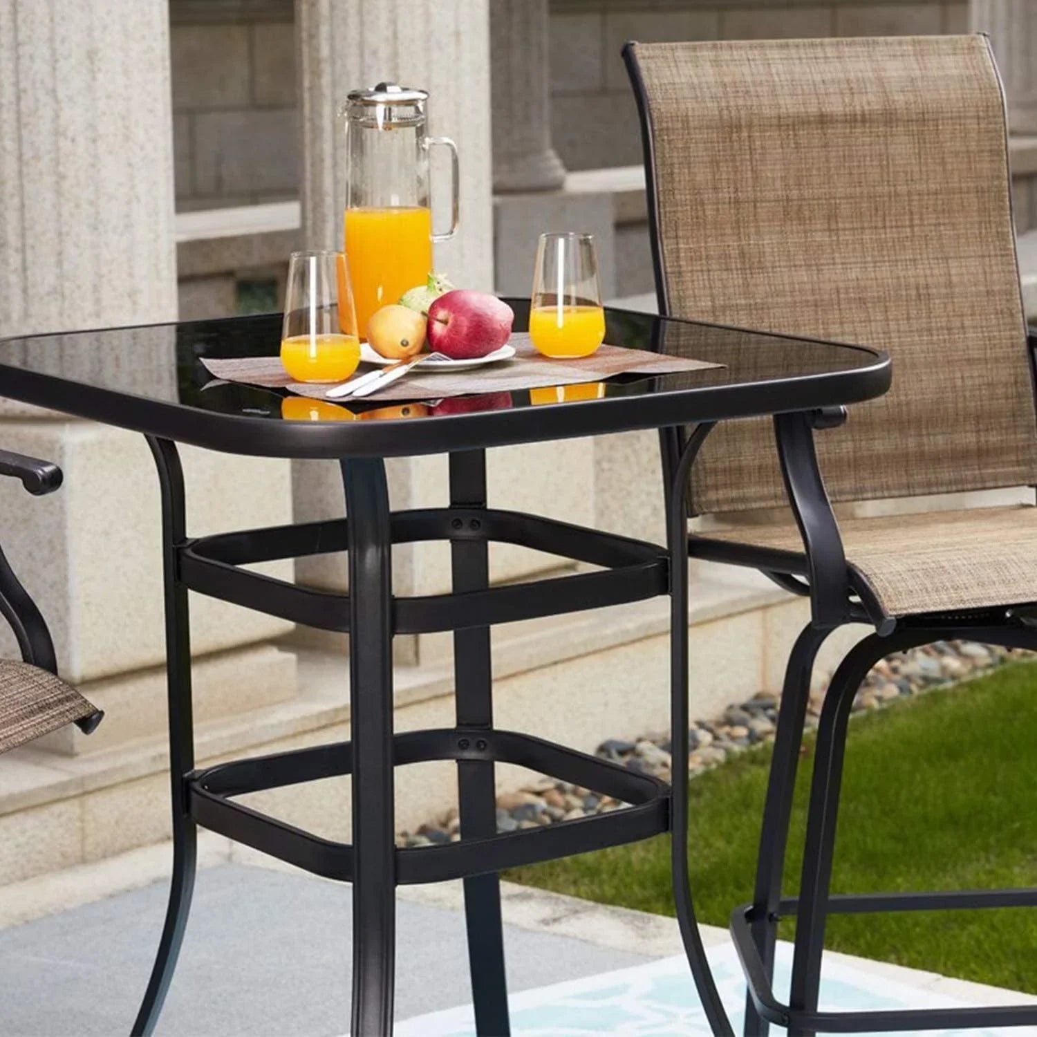 Ashlee Water Resistance Glass Bar Table With Metal Finish