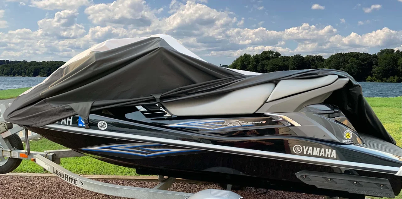 '-      Cover Compatible for WaveRunner Yamaha  Deluxe Jet Ski Watercraft Cover Black/Grey 2007-2014