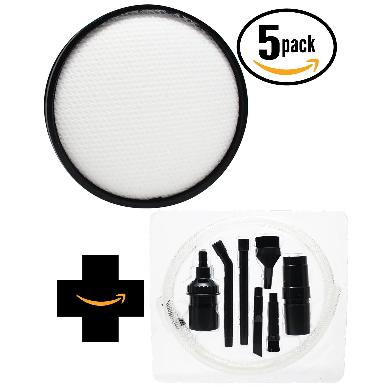 5-Pack Replacement Hoover Air Steerable Bagless Upright  Vacuum Primary Filter with 7-Piece Micro Vacuum Attachment Kit - Compatible Hoover Windtunnel 303903001 Primary Filter