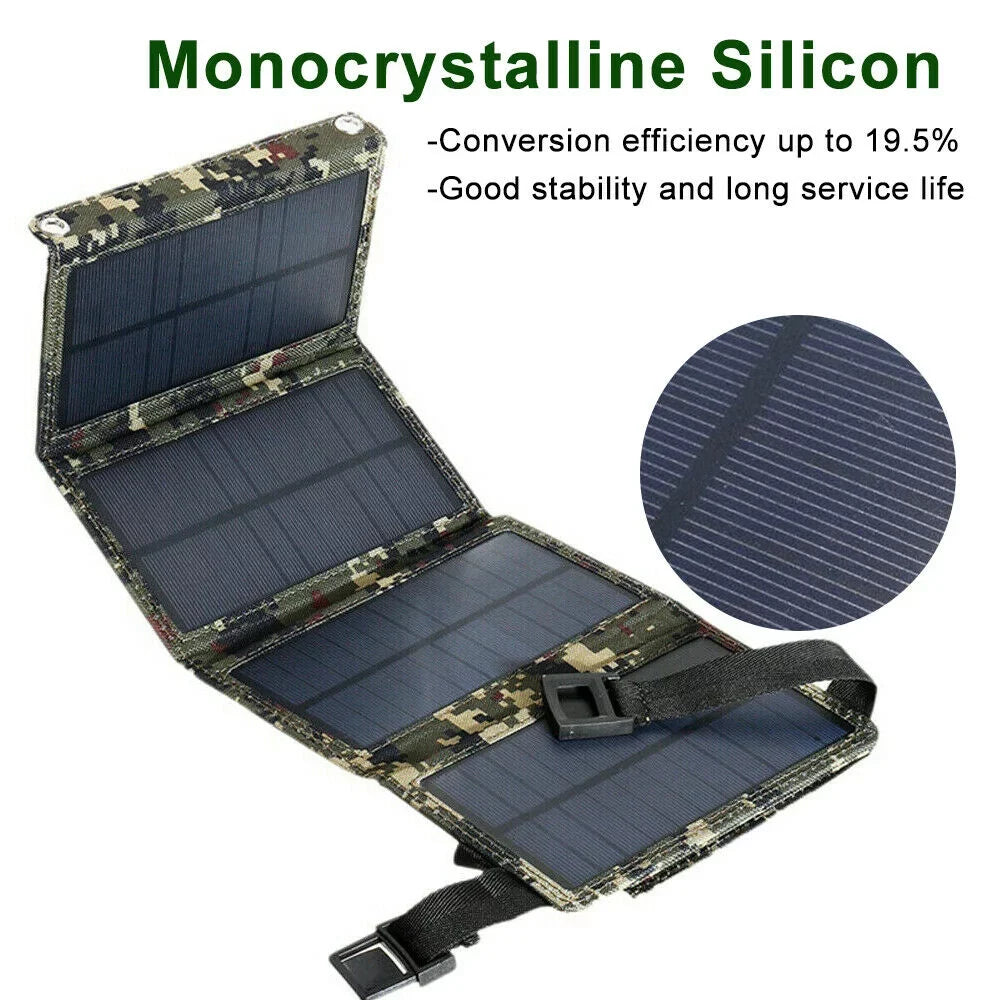 Outdoor 80W  Solar Panel Folding Power Bank Camping Hiking Phone Charger