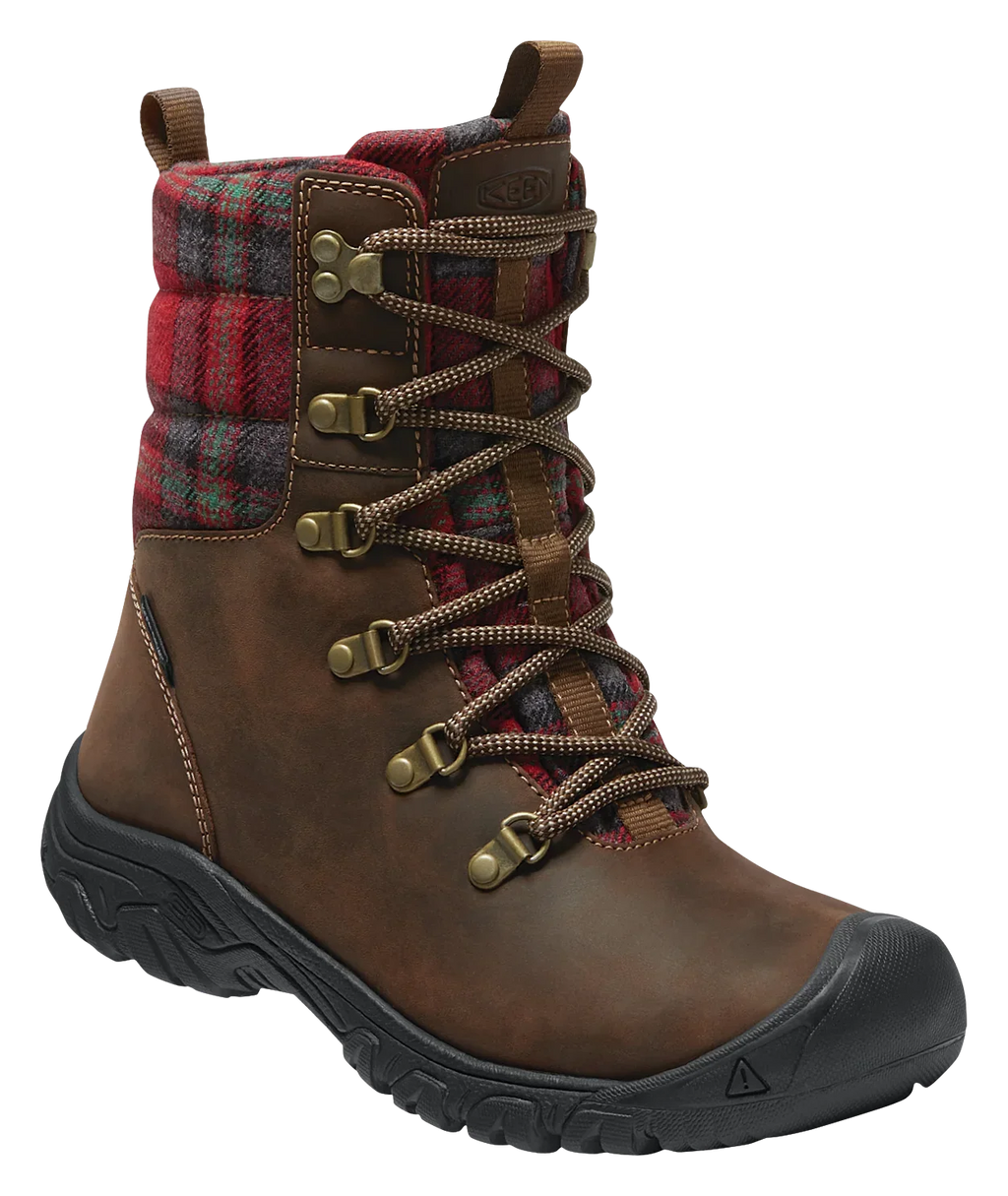 Greta Insulated Waterproof Boots for Ladies - Dark Brown/Red Plaid - 7.5M