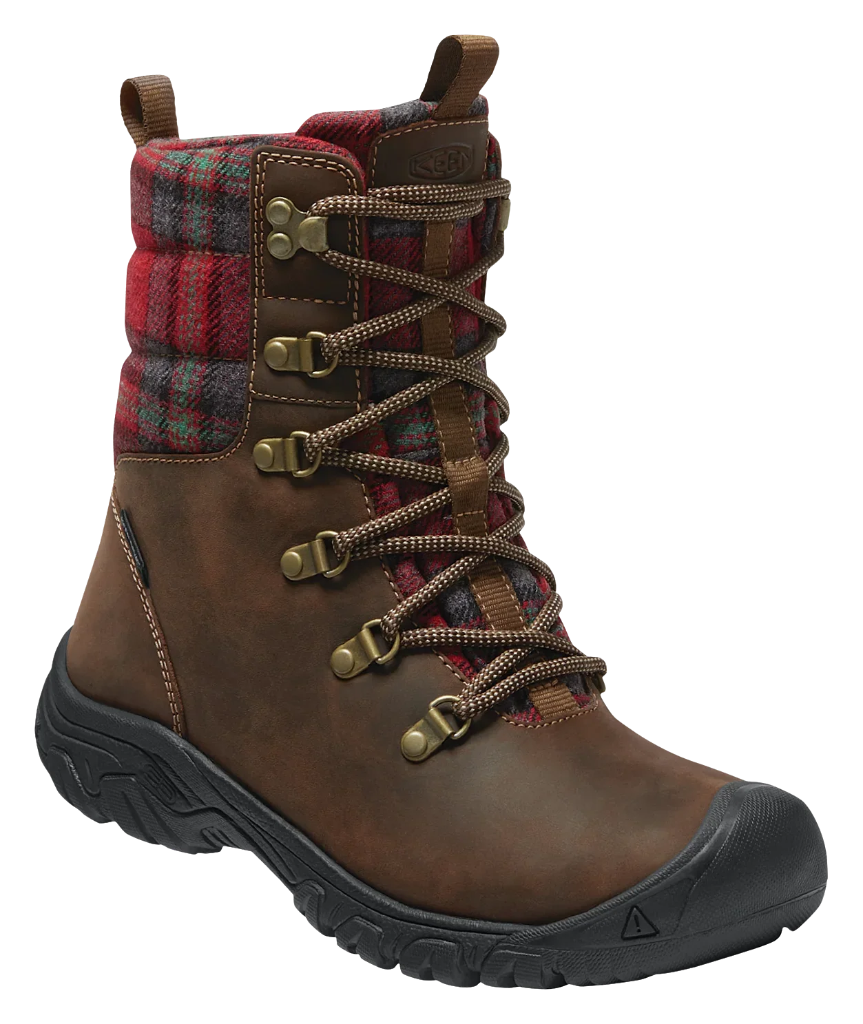 Greta Insulated Waterproof Boots for Ladies - Dark Brown/Red Plaid - 7.5M