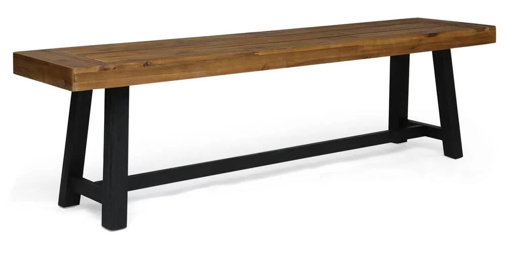 Raphael Outdoor Bench in Sandblast Teak and Black